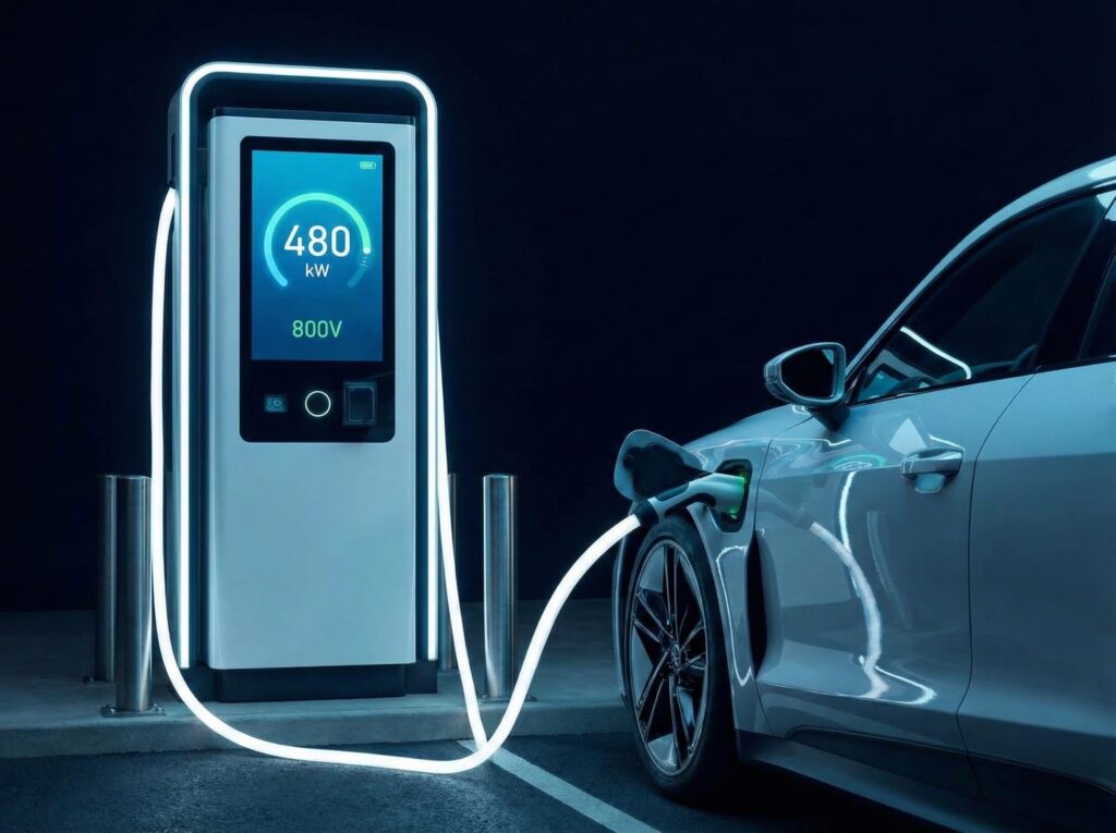 Electric vehicle charging at 480kW fast charger