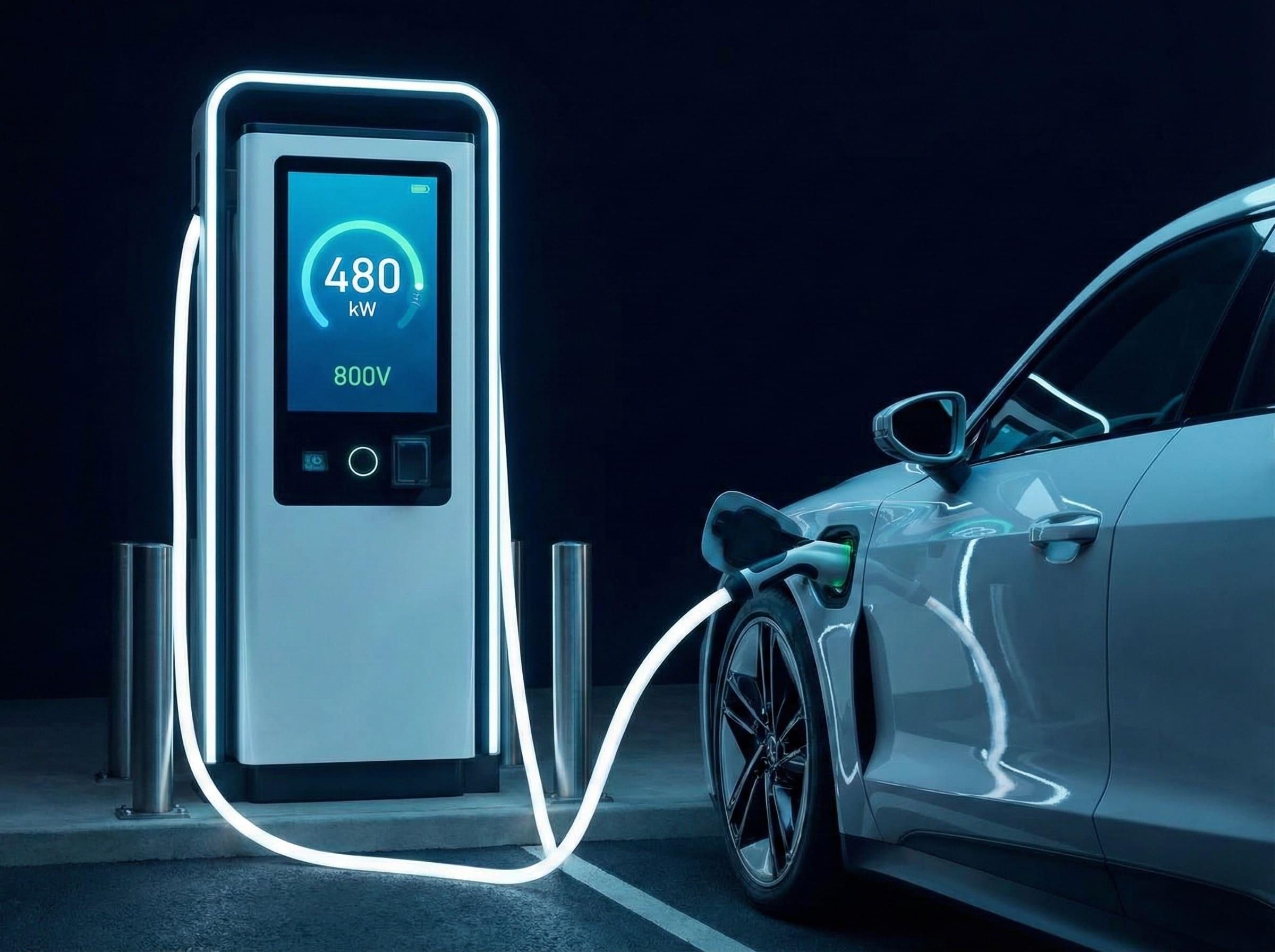 Electric vehicle charging at 480kW fast charger