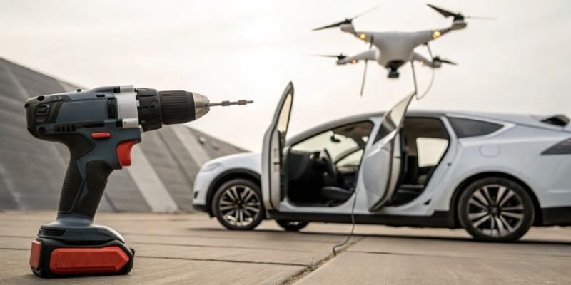 A high capacity battery next to a high discharge rate battery