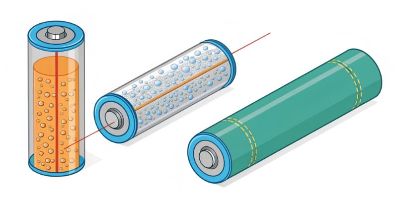 An illustration showing a simplified EV battery pack with 18650 cells versus one with 21700 cells