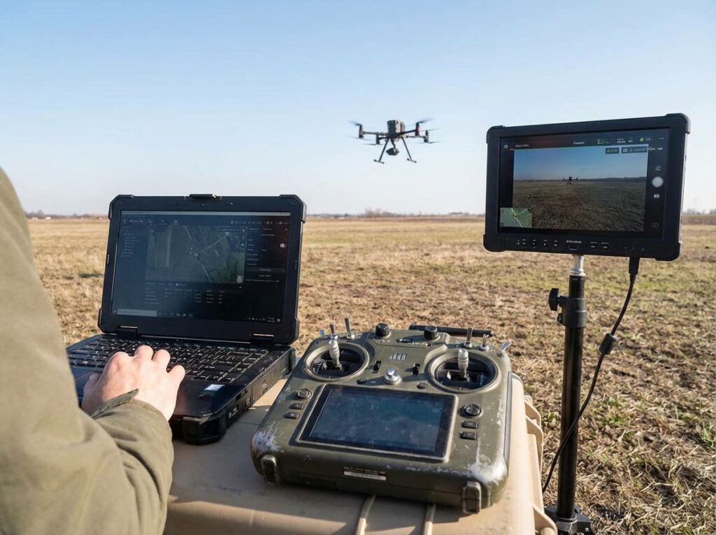 Long-range drone signal transmission with lithium-powered station