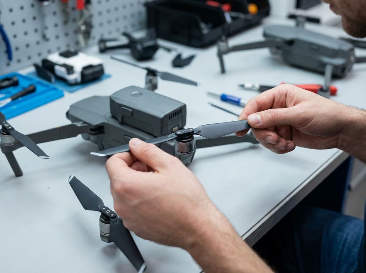 A drone technician performing daily checks on an industrial drone