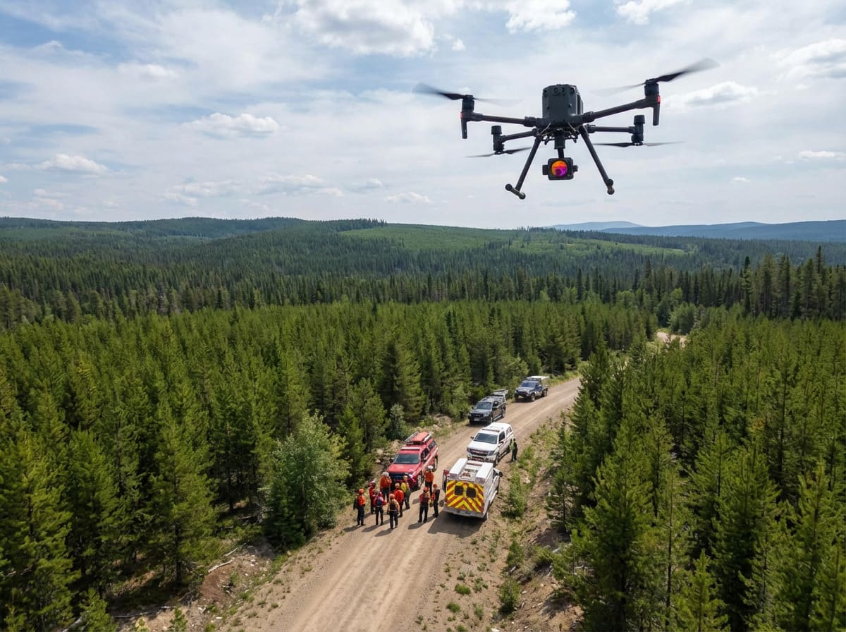 A sophisticated UAV in flight with a digital overlay of a world map