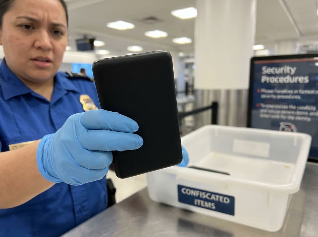 Lithium power bank confiscated at security checkpoint