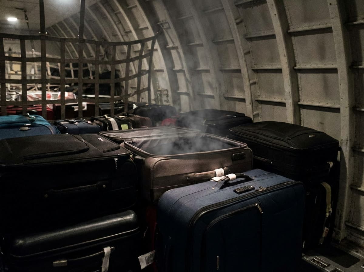 Power Bank in Carry-On Luggage A power bank being placed into a carry-on bag