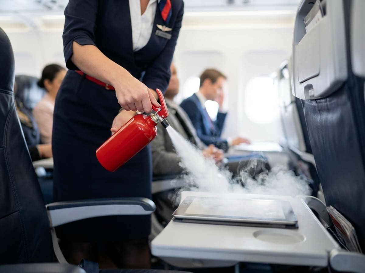 A fire containment bag used by airlines for lithium battery fires