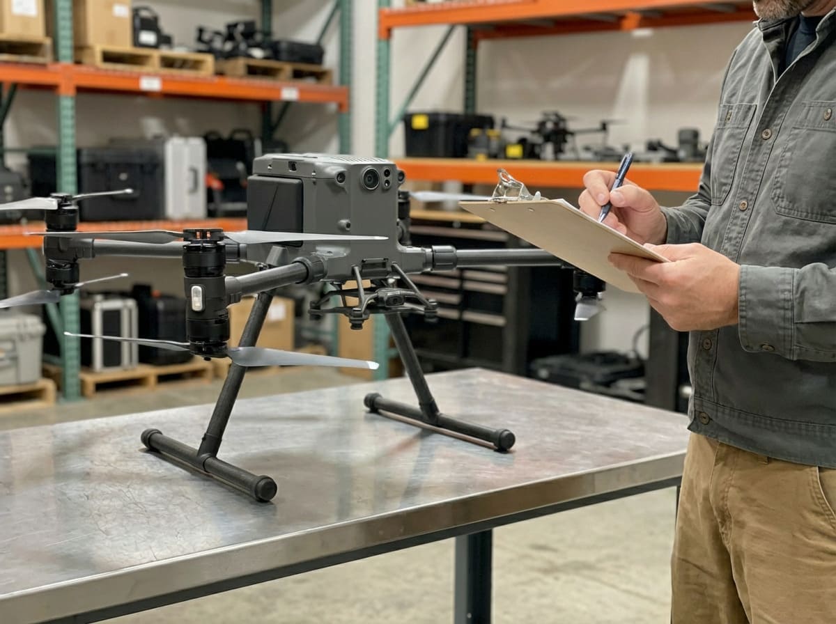 Drone Operational Costs for TCO A checklist on a clipboard showing items like insurance, software, and maintenance